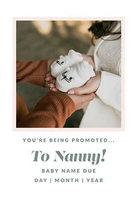 Tap to view You're Being Promoted To Nanny Pregnancy Photo Card