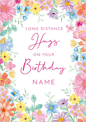 Long Distance Hugs Birthday Card