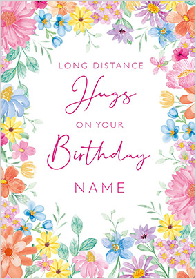 Long Distance Hugs Birthday Card