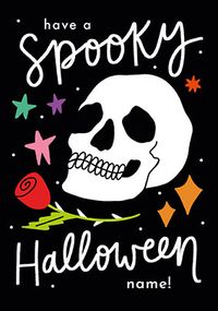 Spooky Halloween Skull Personalised Card