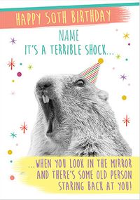Tap to view Terrible Shock 50th Birthday Card