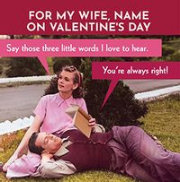 Tap to view Three Little Words Wife Valentine's Day Card
