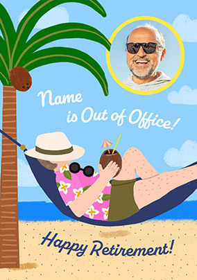 Out of Office Photo Upload Beach Retirement Card