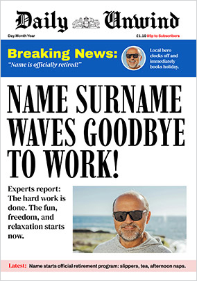 Daily Unwind Spoof Magazine Retirement Card