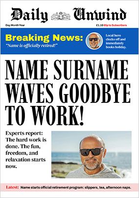 Photo of Daily Unwind Spoof Magazine Retirement Card