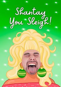 Tap to view Shantay you Sleigh Photo Christmas Spoof Card
