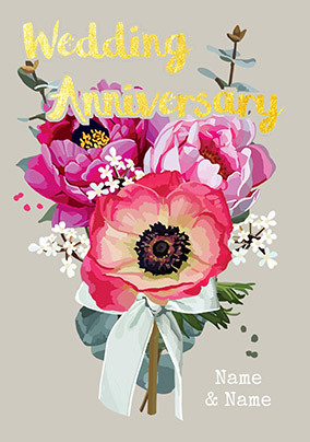 Wedding Anniversary Roses Personalised Card