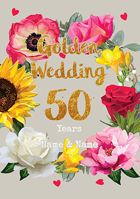 Floral 50th Wedding Anniversary Card