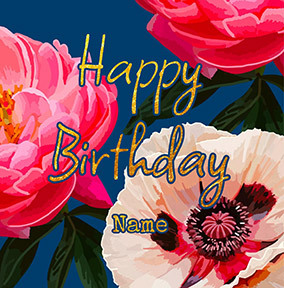 Pink And White Flower Birthday Card