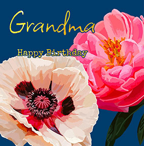 Pink And White Flower Grandma Birthday Card