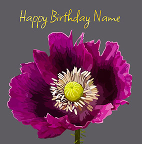Dark Purple Flower Personalised Birthday Card