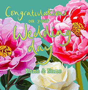 Congrats on Your Wedding Pink and White Flowers Card