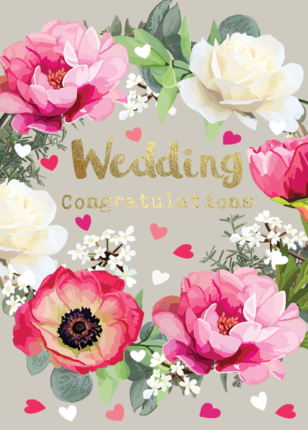 Wedding Congratulations Floral Wreath Card