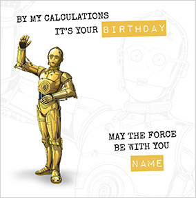 C3PO Calculations Happy Birthday Card