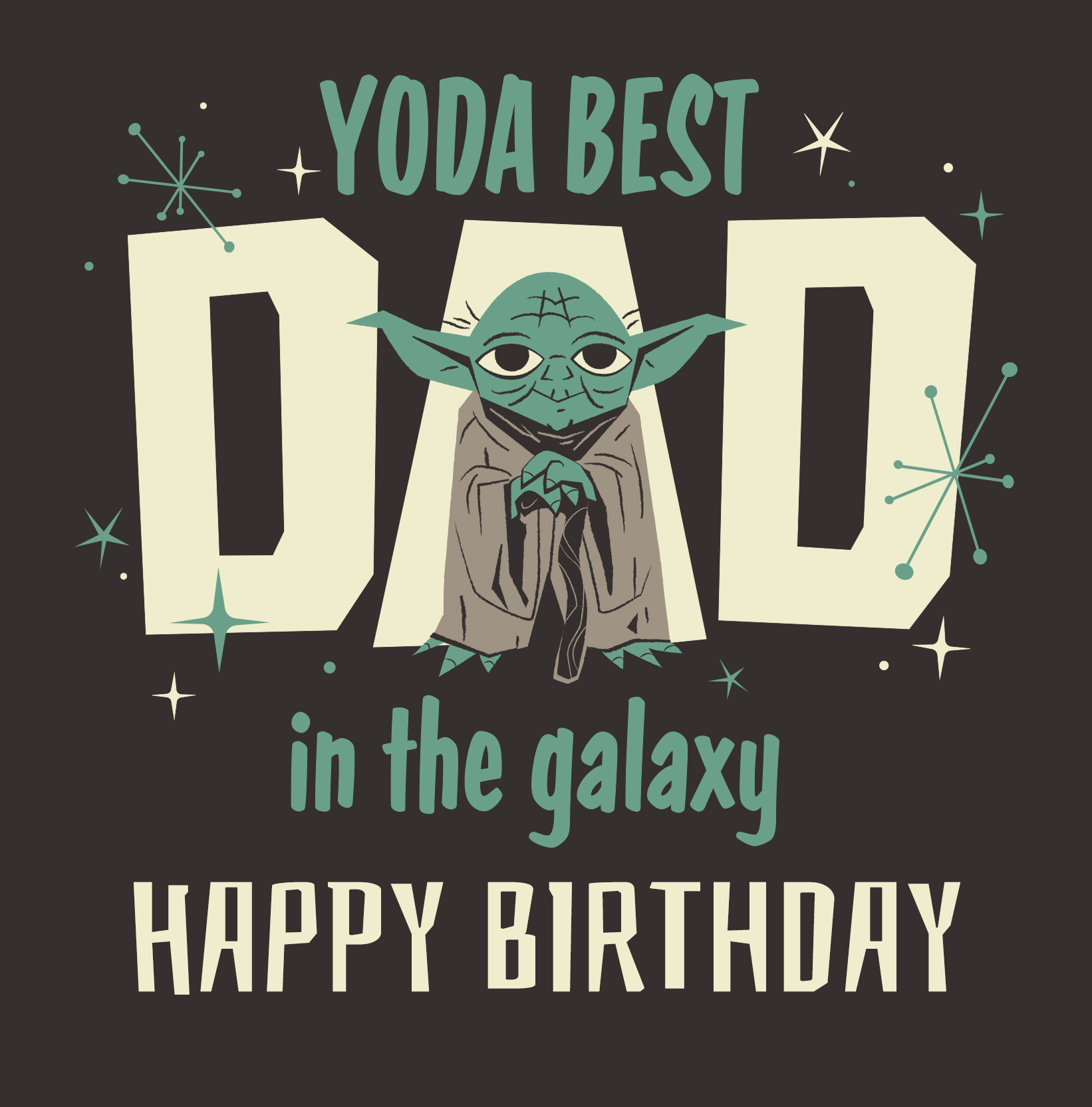 Star Wars - Yoda Best Dad In The Galaxy! Happy Birthday Square Card