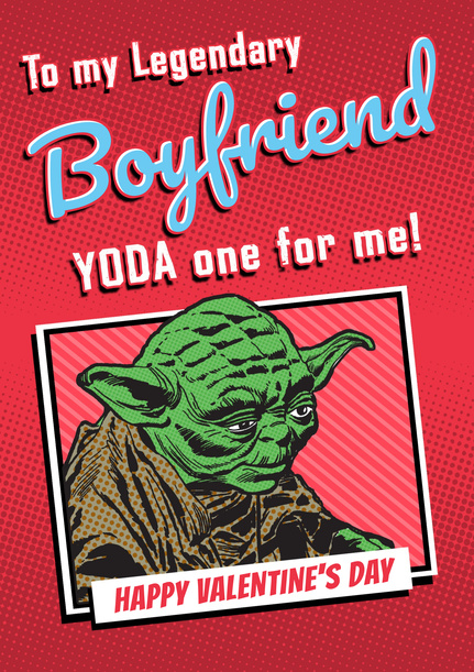 Yoda One for Me Valentines Card