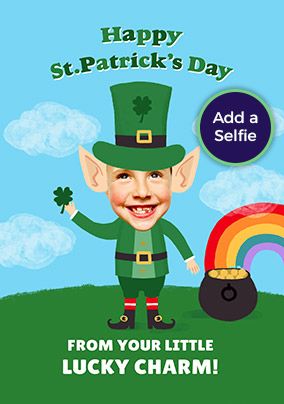 Photo of Little Lucky Charm Leprechaun Photo Upload St Patrick's Day Card