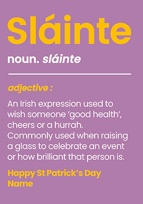 Slainte Personalised St Patrick's Day Card