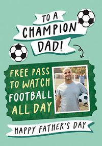 Tap to view Football Pass Father's Day Photo Card