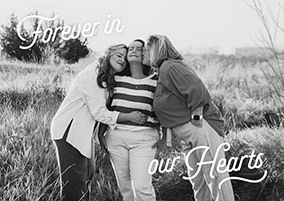 Photo of Forever in our Hearts Landscape Photo Upload Sympathy Card