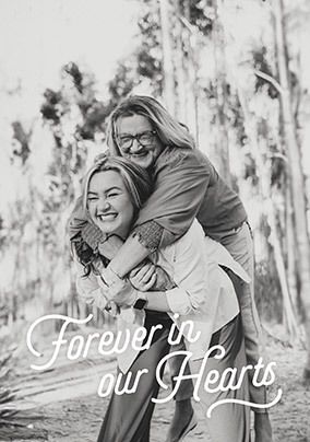 Photo of Forever in our Hearts Portrait Photo Upload Sympathy Card