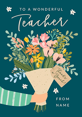 Thanks A Bunch Thank You Teacher Personalised Card
