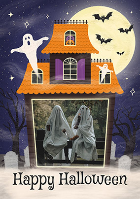 Haunted House Halloween Photo Card