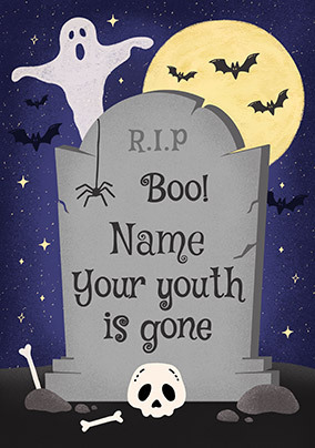 Boo Your Youth is Gone Personalised Birthday Card