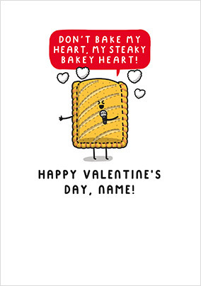Steaky Bakey Heart Personalised Valentine's Day Card