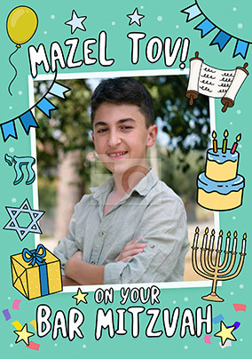 Mazel Tov Bar Mitzvah Photo Card