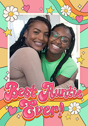 Best Auntie Ever Retro Photo Birthday Card