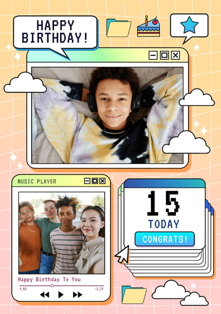 Orange Online Photos Birthday Card