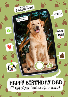 Pawsome Dad from the Photo  Dog Birthday Card