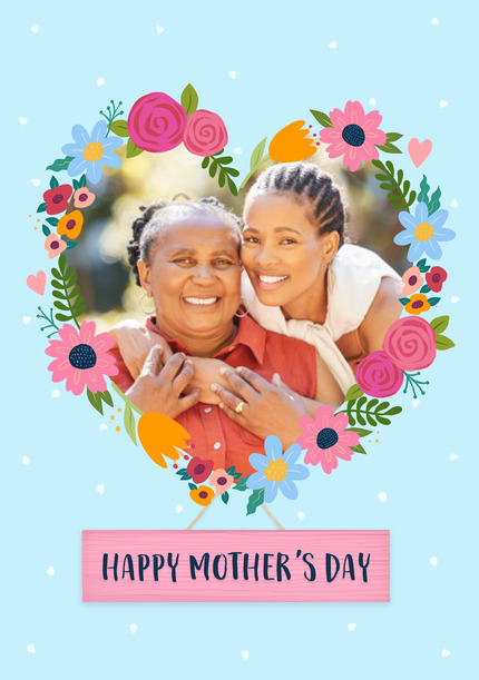 Floral Heart Photo Mother's Day Card