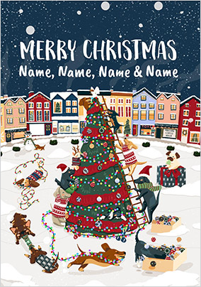 Christmas Tree Dogs Personalised Card