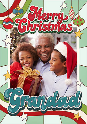Merry Christmas Grandad Retro Photo Card