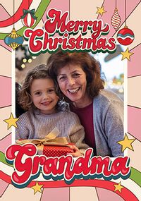 Merry Christmas Grandma Retro Photo Card