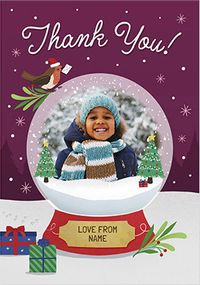 Thank You Snow Globe Christmas Photo Card