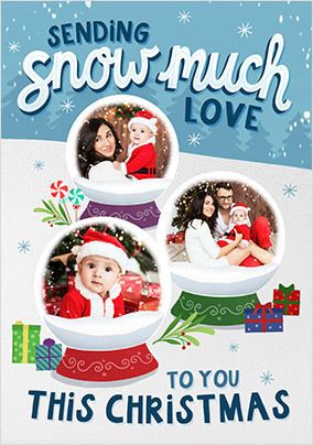 Snow Much Love 3 Photo Christmas Card