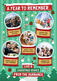 A Year to Remember Snow Globes Photo Christmas Card