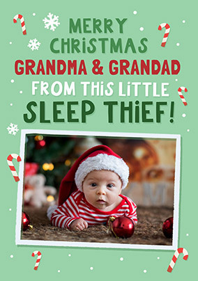 Grandma & Grandad Sleep Thief Photo Christmas Card