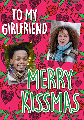 Girlfriend Kissmas Photo Christmas Card