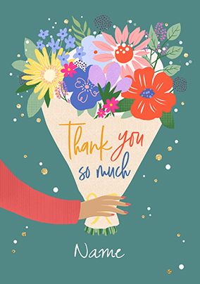 Photo of Floral Bouquet Personalised Thank You Card