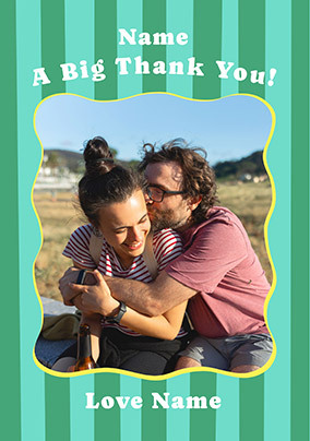 Green Stripe Border Photo Thank You Card