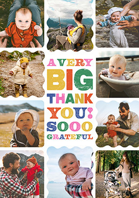 Colourful Letterpress 10 Photo Thank You Card