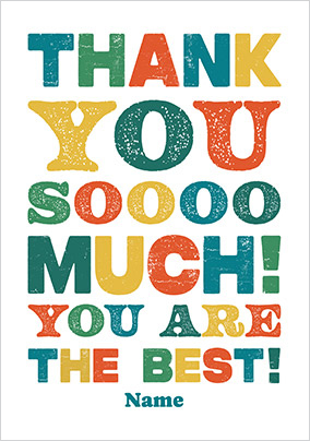 Letterpress Personalised Thank You Card