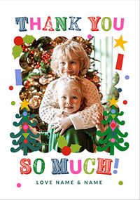 Tap to view Colourful Type Photo Upload Christmas Thank You Card