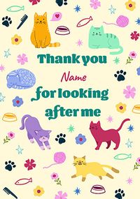Tap to view Cat Illustration Thank You For Looking After Me Card