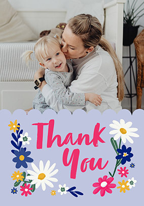 Floral Photo Thank You Card