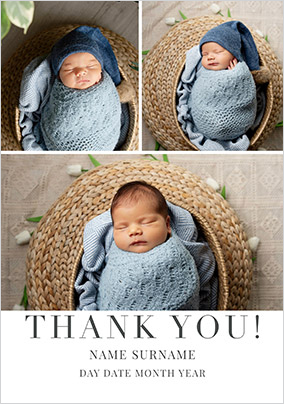 Simple 3 Photo Upload Thank You Card